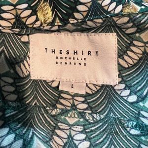 The shirt shirt dress- teal and gold pattern size large